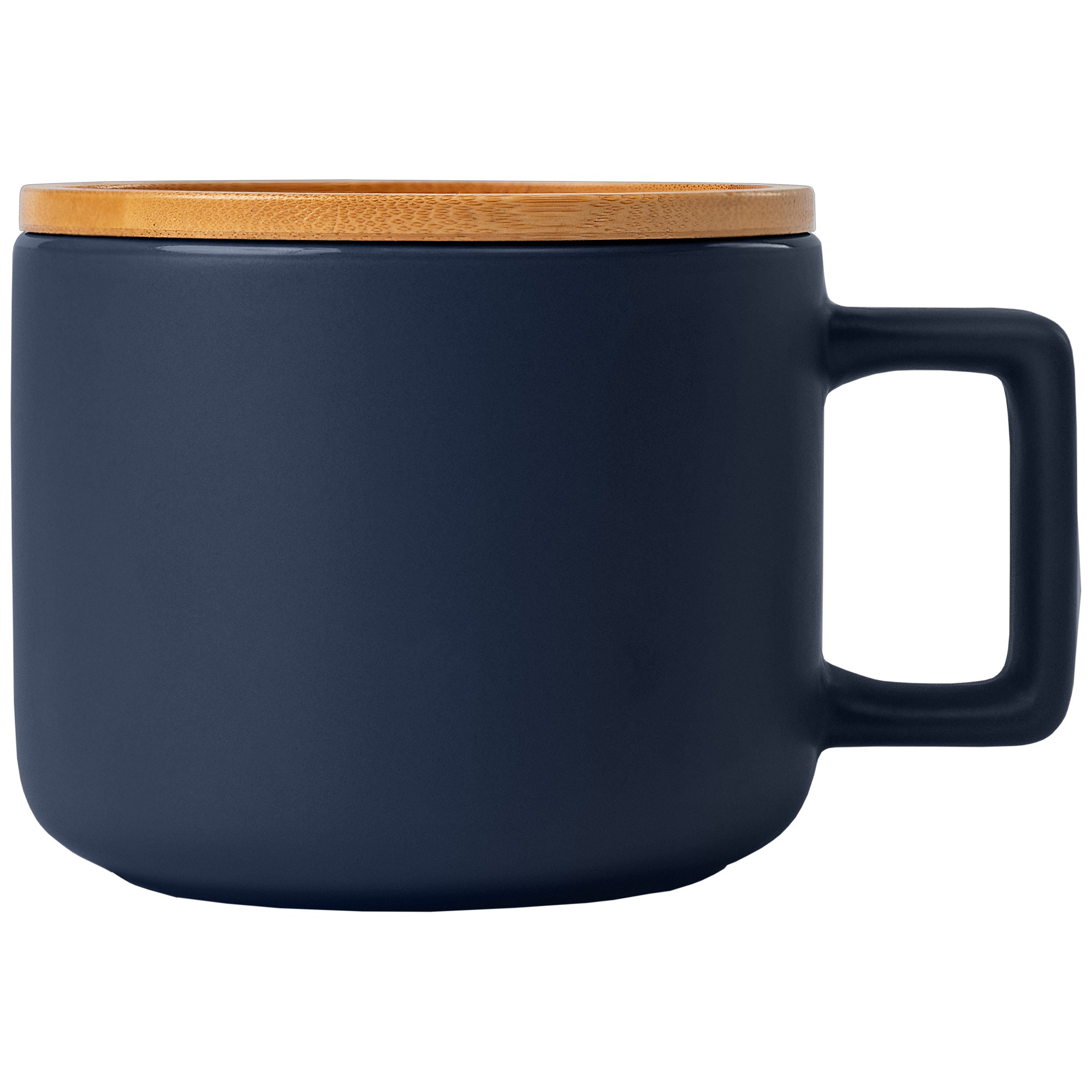 Tasse promotionnelle couvercle bambou - Café Virtuoso 355 ml Bleu marine